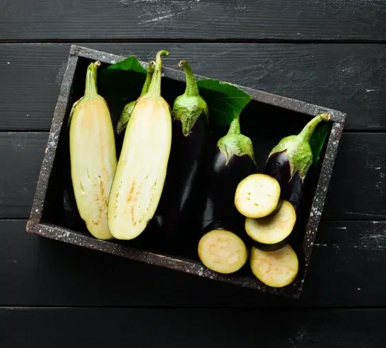 preparing eggplant for cooking